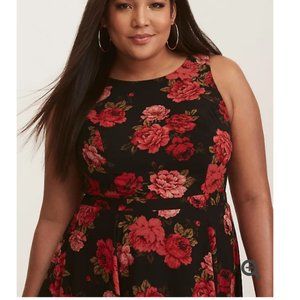 TORRID BLACK FLORAL GEORGETTE MAXI DRESS